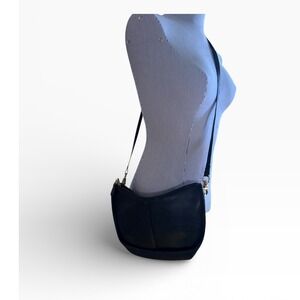 Vintage First Edition Black Genuine Leather Half moon Hobo Bag  Crossbody